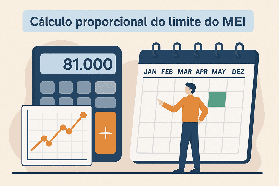 Ilustração do cálculo proporcional do limite do MEI ao abrir no meio do ano